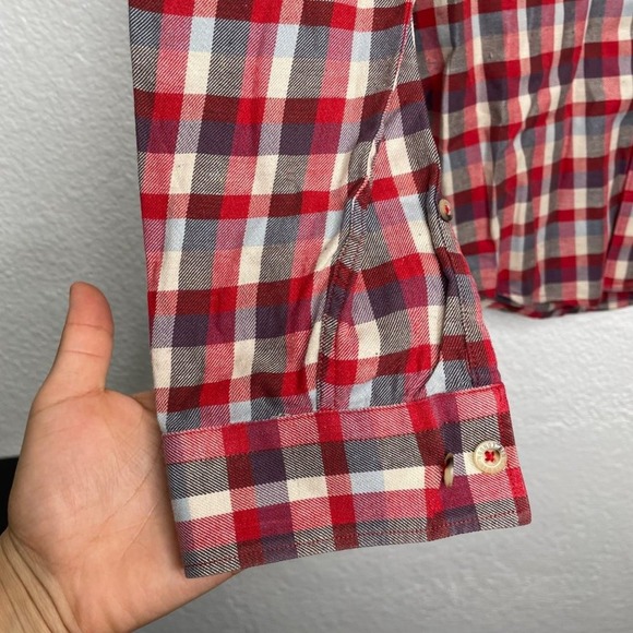 Ben Sherman Mens Red White Blue Plaid Button Down Long Sleeve Shirt Small - Picture 9 of 16